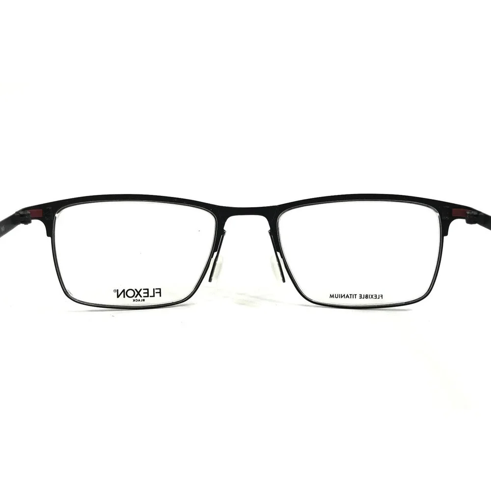 Flexon Eyeglasses Frames B2006 001 Black Red Rectangle Full Rim 52-20-145
